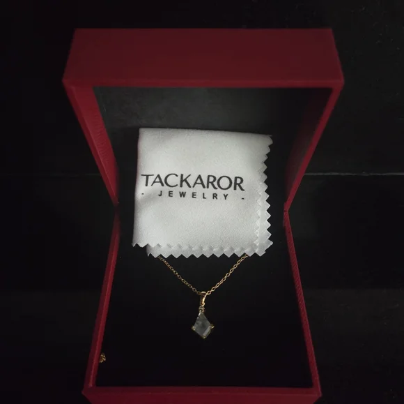 Tackaror Jewelry Moss Agate Pendant Necklace | Gold Tone | Gift Box Set - Picture 2 of 4